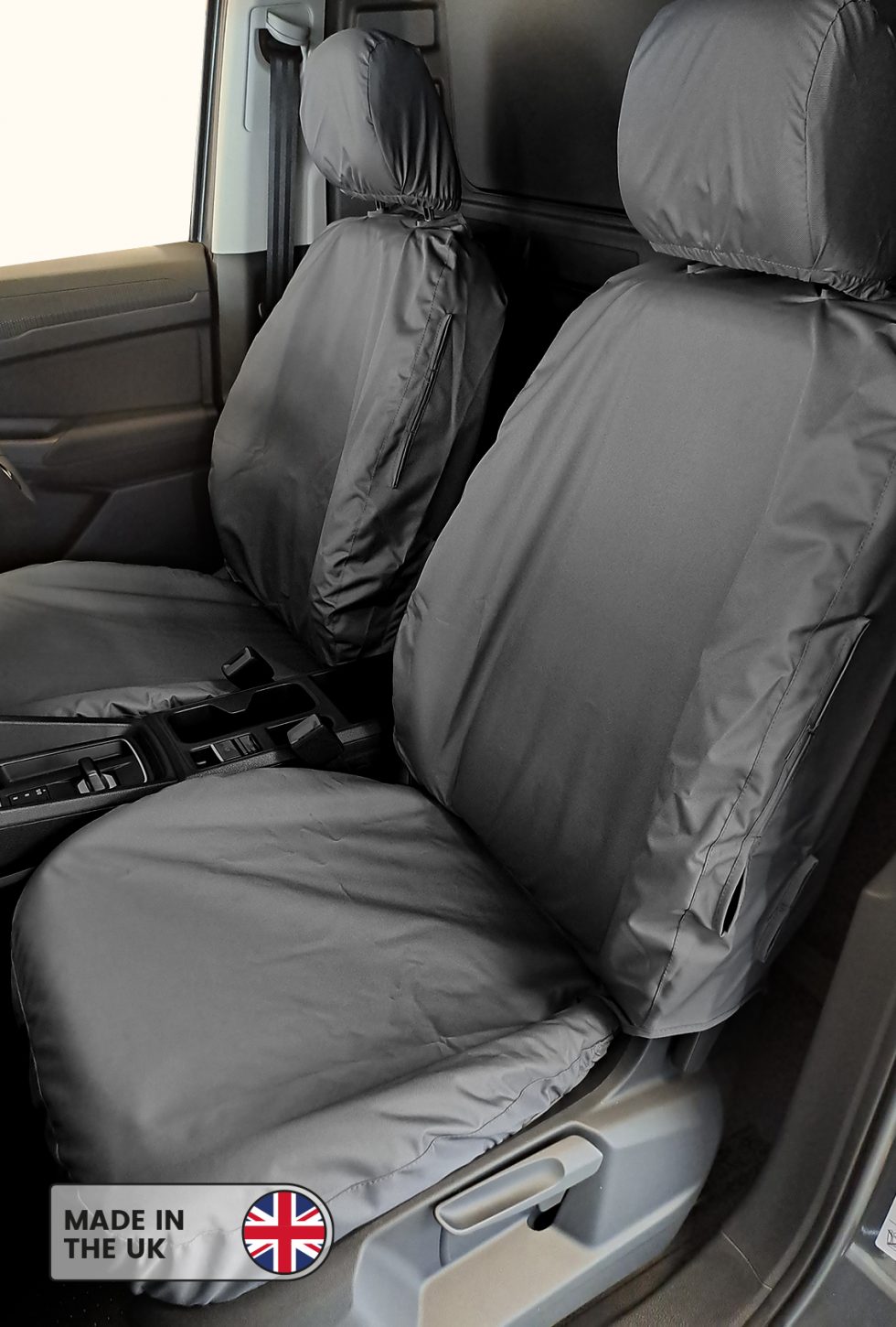 thumbnail image 2 of Lux-Ride Front Seat Cover For Ford Transit / Tourneo Connect / Courier - Grey Faux Leather & Fabric 2 of 6